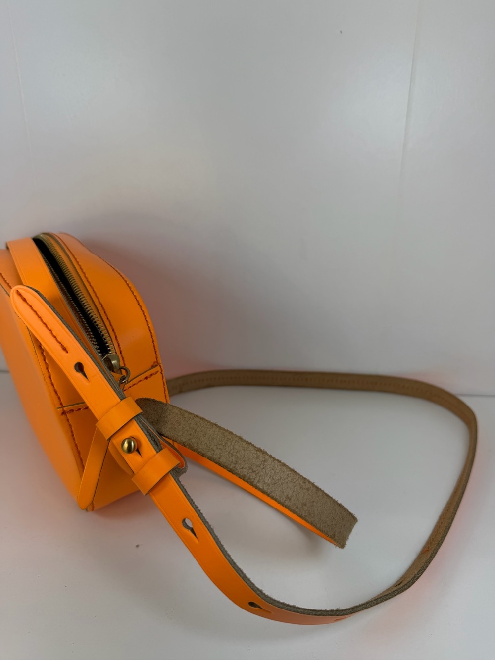 J. Crew Orange Leather Crossbody Camera Bag - Picture 7 of 8